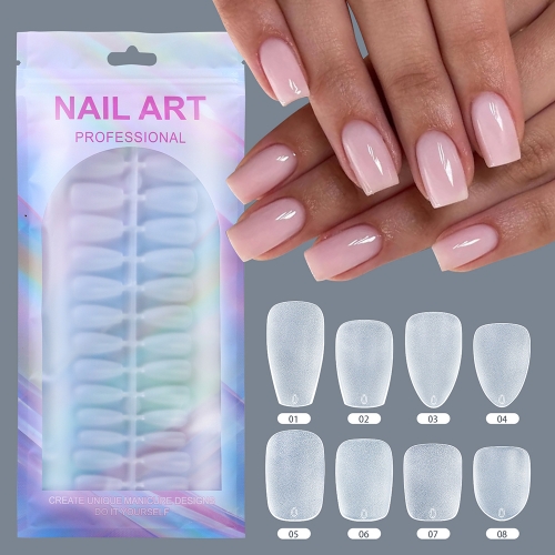 150pcs/bag Short Matte False Nails Full Cover Coffin Square Almond Press On False Nails Soft Gel Nail Tips Manicure Extension Tools
