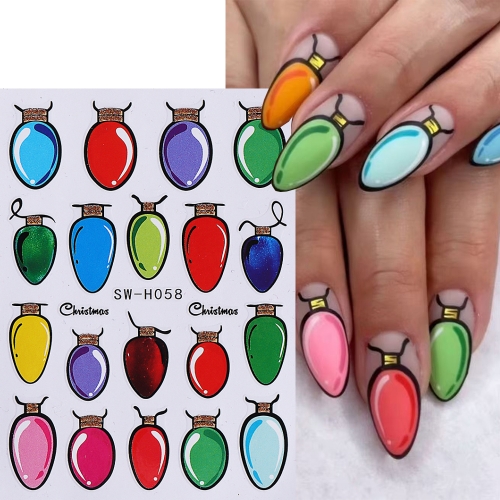 1Pcs Christmas Lights Nail Art Stickers Neon Lights Polka dots Self Adhesive Nail Decals Holiday Manicures Festive Decoration Nail Sticker