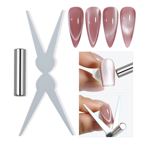 1Pcs Double-headed Cat Eye Magnet & Strong Cylindrical Magnet Set Magnetic Auxiliary Tool DIY 3D French Effect Nail UV Magnetic Stick Nail Tool