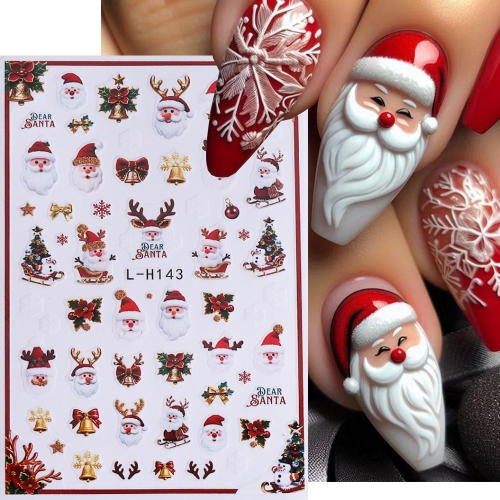 1Pcs New Christmas Nail Stickers Cartoon Santa Claus  Snowman Nail Supplies Nail Decals DlY Snowflake Christmas Elk Nail Sticker