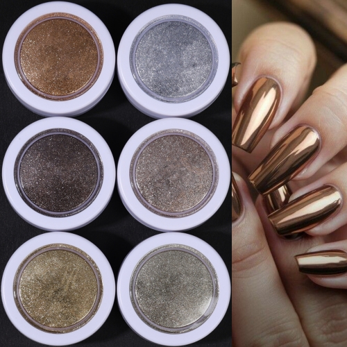 6colors/set Silvery Chrome Nail Powder Golden Mirror Nail Art Glitter Powder UV Gel Polish Chrome Rubbing Dust Pigment Manicure Decoration