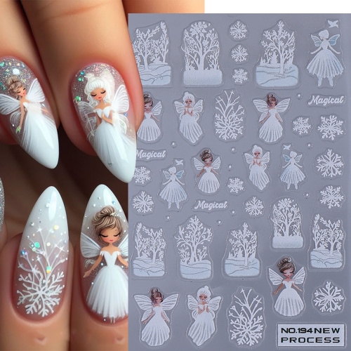 1Pcs New Christmas Nail Stickers Cartoon Santa Claus Angel Nail Supplies Nail Decals DlY Snowflake Christmas Elk Nail Sticker