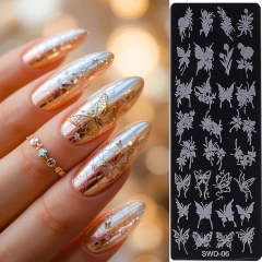 1Pcs Flowers Nail Stamping Plates Leaf Floral Butterfly Heart Line Printing Stencil Nail Stamp Templates Nail Art Tools