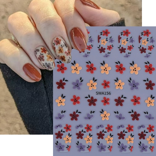 1Pcs 3D Wildflower Nail Art Stickers Winter Daisy Embossed Nail Decals Spring Summer Flower Design for DIY Nail Sticker