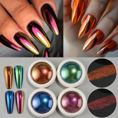 1jar or 4jars/set Chrome Chameleon Nail Powder Pigment Marmalade Metallic Magic Mirror Nail Art Powder Glitter Rubbing Dust Decorations Manicure