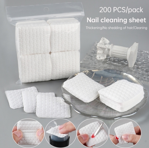 200pcs/bag Pearl Grain Nail Remove Lint-Free Profession Nail Wipes Polish Remover Pads Cotton Pads for Cleaning Nail Surface Tools