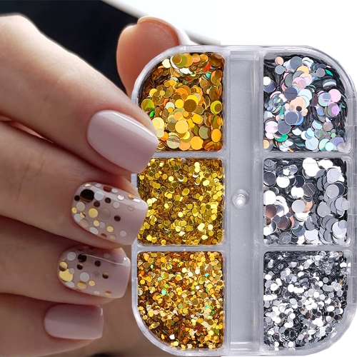 1box or 1bag Kawaii Mini Heart Circular Nail Art Sequins Small Love Polka Dot Gold Sparkly Glitter Flakes Simple Manicure Paillettes