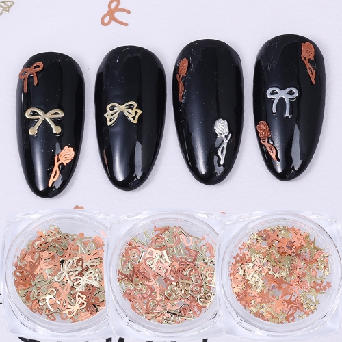 1jar Ultra Thin English Letter Bow Four Star Nail Decoration Nail Accessories Nail Art Charms