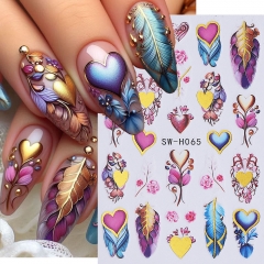 1Pcs Valentine's Day Elegant Flower Nail Sticker Bronzing Border Petals Hibiscus Vine Leaf Design Nail Decals Sliders DIY Manicure Sticker