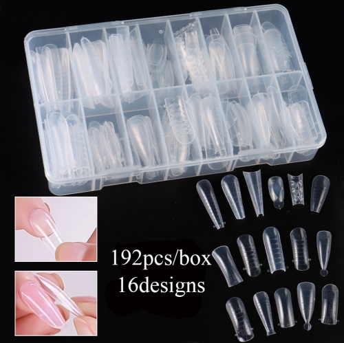 1box Duet System Nail Dual Forms for Poly Nail Gel Clear Top Molds Builder Extension Full Cover Fake Tips Tools
