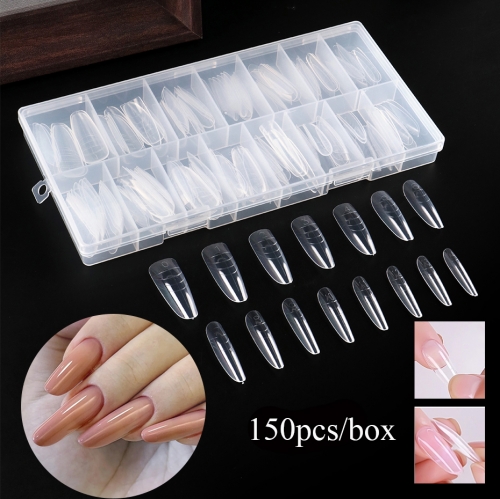 1box Crystal Manicure Extension Model Full Scale With Case Clear Acrylic Nail Extension Form Guide Fast Extension Almond/Ballet