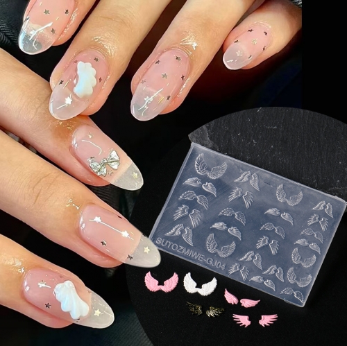 1pcs Angel Wing Nail Silicone Mold - Vintage Baroque Gothic Style Nail Templates for Women's Nail Decorations Nail Accessories