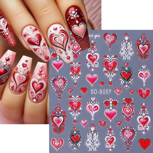 1Pcs 5D Valentine's Day Love Flower Rose Roseberry Nail Stickers Apply for DIY Nail Decoration Gifts Nail Sticker
