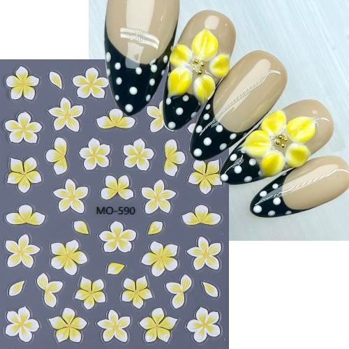 1Pcs 5D Colorful Orchid Blossom Nail Stickers Sheet Gradient Daisy and Camellia Nail Charms Art Decoration Self Adhesive Decal Nail Sticker