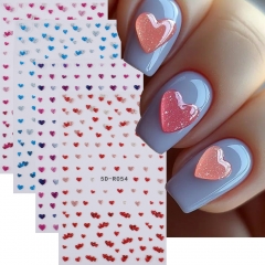 1Pcs 5D Valentine's Day Embossed Glitter Love Heart Nail Art Stickers Nail Decoration DIY Gifts Nail Sticker