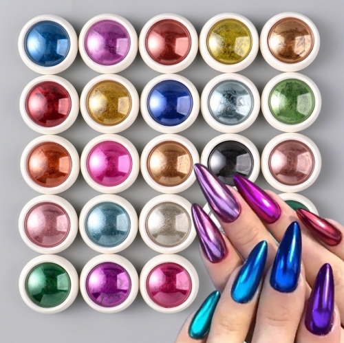 23colors/set Magic Mirror Metallic Nail Powder Gorgeous Colorful Chrome Nails Art Pigment Dust Decorations Glitter Manicure Set