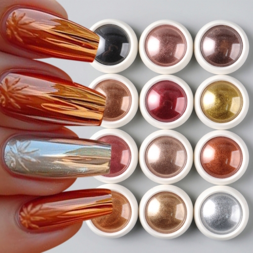 12colors/set Chrome Mirror Red Gold Nail Powder Pigment Metallic Magic Mirror Nail Art Glitter Powder Rubbing Dust Decorations Manicure