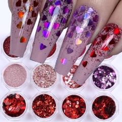 12jars/set Brown Gold Style Nail Glitter Mixed Hexagon Round Sequin Metallic Leaf Sparkly Gorgeous New Year Winter Decor Accessories