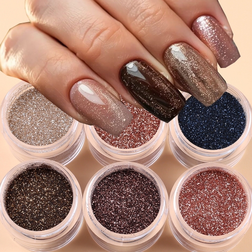 6colors/set  Magic Mirror Powder Polarizing Nail Glitter High-Light Holographic Nail Art Pigments DIY UV Gel Manicure Dust
