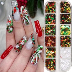 1box Nail Decorations Thin Flakes Snow Flakes Slices Xmas Tree Nail Glitter DIY Nail Art Decorations Snowflake Nail Sequins