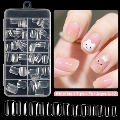 120Pcs/Box or 240pcs/box Oval Fake Nails Press On Nails Art For 6-12 Years Girls The Short Artificial Fake Nails Full Cover Acrylic Nail Tip