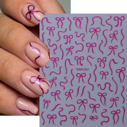 1pcs Bowknot Nail Art Stickers Irregular lines Bow Love Heart French Design Nail Decals DIY Elegant Sliders Manicure Decoration