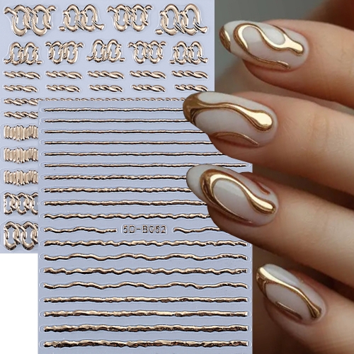 1pcs Retro Punk Chain Pattern Hot Stamping and Embossed Nail Art Sticker Line Nail Decoration Nail Decal