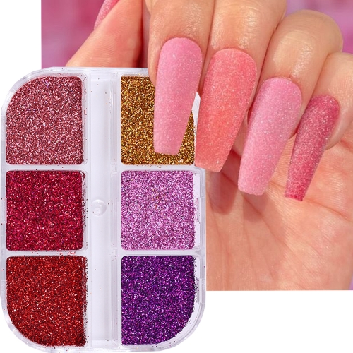 1box Shiny Red Sugar Nail Glitter Powder Holographic Iridescent Pigment Dust Elegant Valentine's Day Manicure Decor