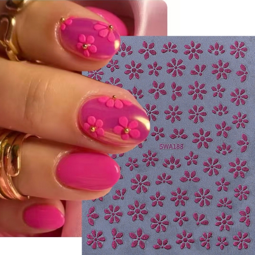 1pcs Sweet Nail Art Sticker Cherry Blossom Patterns 3D Nail Stickers White Flower Petals Wedding Design Spring Manicure Slider Decor