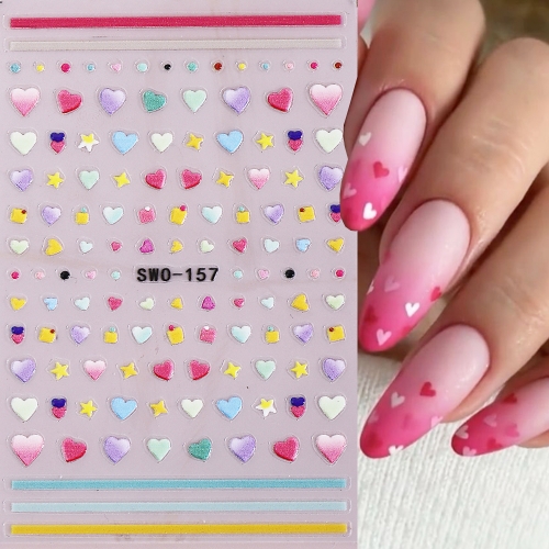 1pcs Star Nail Decal Stickers Love Heart Cross Star Valentine's Day Self-adhesive Nail Slider DIY Romantic Nail Decor