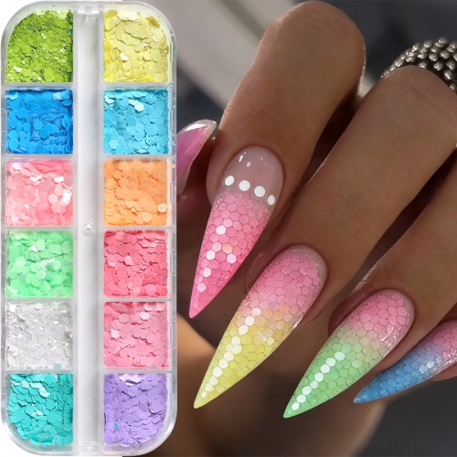 1box Mermaid Hexagon Nail Art Glitter Sequins Candy Color Holographic Spangles Sparkly Flakes Paillette Dopamine Charm Decor