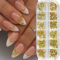 1box 3D Golden Bow Bowknot Nail Metal Charms Shiny Cute Nail Art Decoration Nail Jewelry Nail Art Accessories