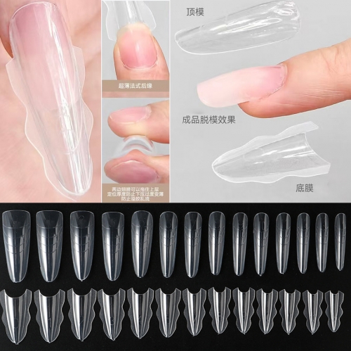 60pcs/bag Stiletto Dual Form Nail Acrylic Quick Building Gel Mold Full Cover Extension Upper Mold False Nail Tips Top Form