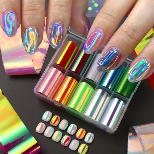 1box Aurora Laser Film Nail Foil Resin Jewelry Stuff Reflective Stickers Laser Film DIY Craft Epoxy Nail Art Decoration