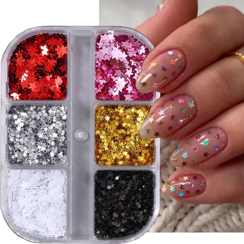 1Box Five Pointed Star Nail Sequins Flash Nail Shining Mirror Flour Decoration Nail Art DIY Nail Art Accessories