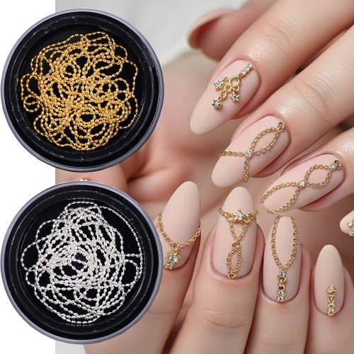 100CM Metal Chain Nail Art Rhinestone Gold/Silver 3D Nail Art Decorations Chains DIY Design Manicure Jewelry Accessory