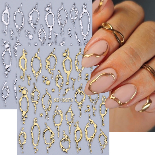 1pcs 5D Relief Heart-shaped Irregular French Liquid Butterfly Nail Sticker Nail Decal Nail Art Accessories