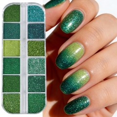 1box Nail Glitter Powder Glitter Green Chrome Nail Powder Manicure Decorations Nail Art Accessories