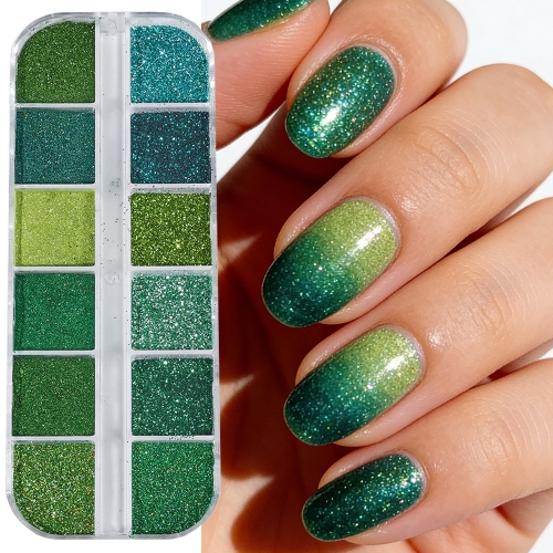 1box Nail Glitter Powder Glitter Green Chrome Nail Powder Manicure Decorations Nail Art Accessories
