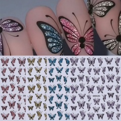 1pcs Glitter Butterfly Nail Art Stickers Colorful Butterfly DIY Self Adhesive Nail Decals Elegant Manicure Decoration Slider