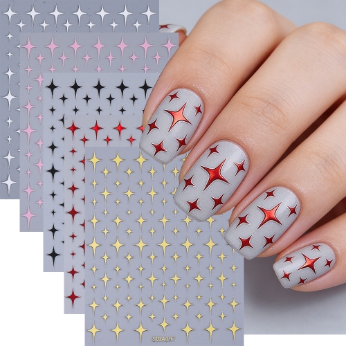 1pcs Star Nail Stickers Metallic Gold Silver Pink Sparkling Star Decal Trending Party Foils Wraps Manicure Tips