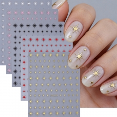 1pcs Metal Silver Gold Star Nail Sticker Bronzing Starlight Slider Glossychic Star Adhesive Nail Decals Manicure Decoration