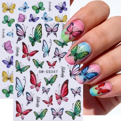 1pc Shimmer Butterfly Nail Stickers Colorful Dreamy Lace Fairy Big Wings Decals DIY Charm Design Summer Manicure Accessories
