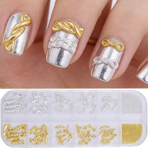 1box 3D Metal Button Silver Golden Chains Pachinko Nail Art Decoration DIY Nail Art Accessories 