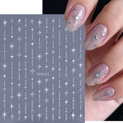 1pc Star Nail Art Stickers Decals Self-Adhesive Metal Silver DIY Nail Stickers Decoration Decals Manicure Accessories