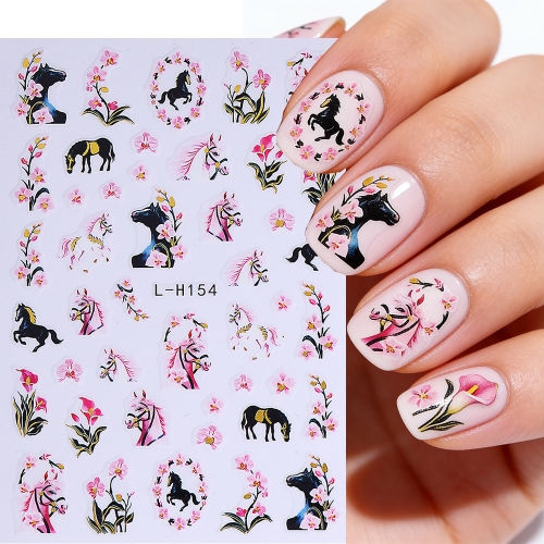 1pc Fashionable Summer Leaves Flowers Nail Art Stickers Tropical Leaves Water Color Florals Adhesive Nail Sliders Decor