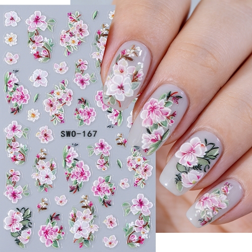 1pc Elegant Flower Series Matte Nail Sticker Spring Summer Lily Daisy Blooming Floral Design Decal Grace Wedding Manicure Foils