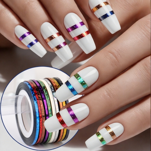 10colors/set 1MM 2MM 3MM 3 Size Striping Tape Line Nail Art Sticker Decals Decoration DIY Nails Art Tips Self-Adhesive Decal Tools
