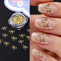 1jar Metal Bows Nail Decoration Gold Silver 3D Bowknot Design DIY Charm Elegant Metallic Jewelry Manicure Accessories