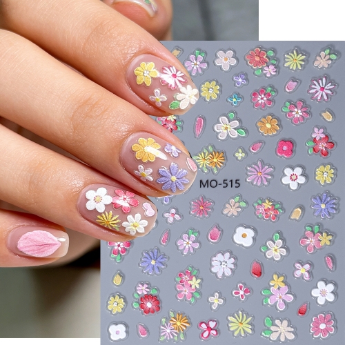 1pc Nail Art Stickers Spring Summer White Pink Red Daisy Florals Flowers Leaves Decals For Nails Decoration Manicure Salon Beauty